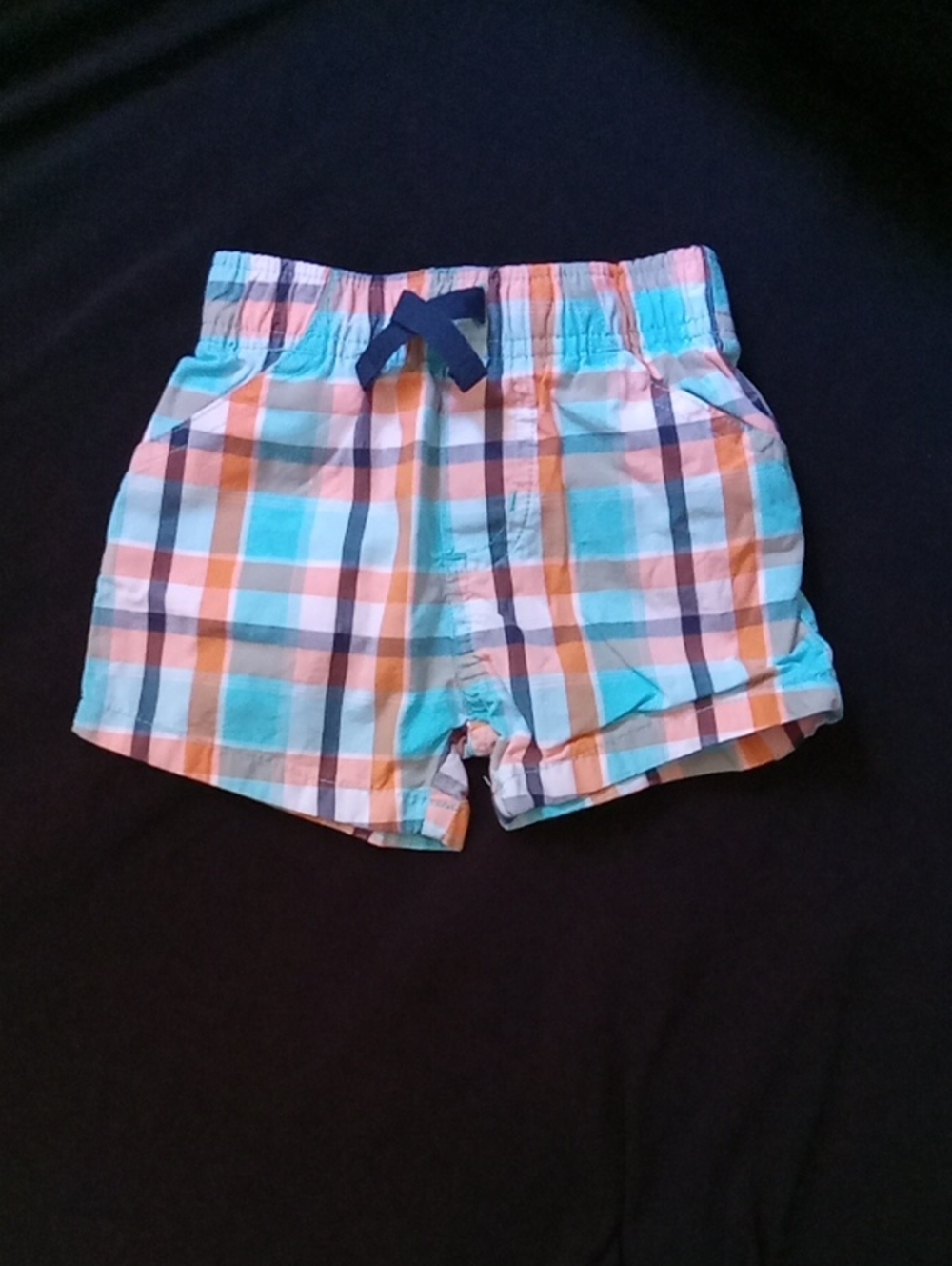 Garanimals Plaid Baby Shorts in Aqua, Orange & Navy